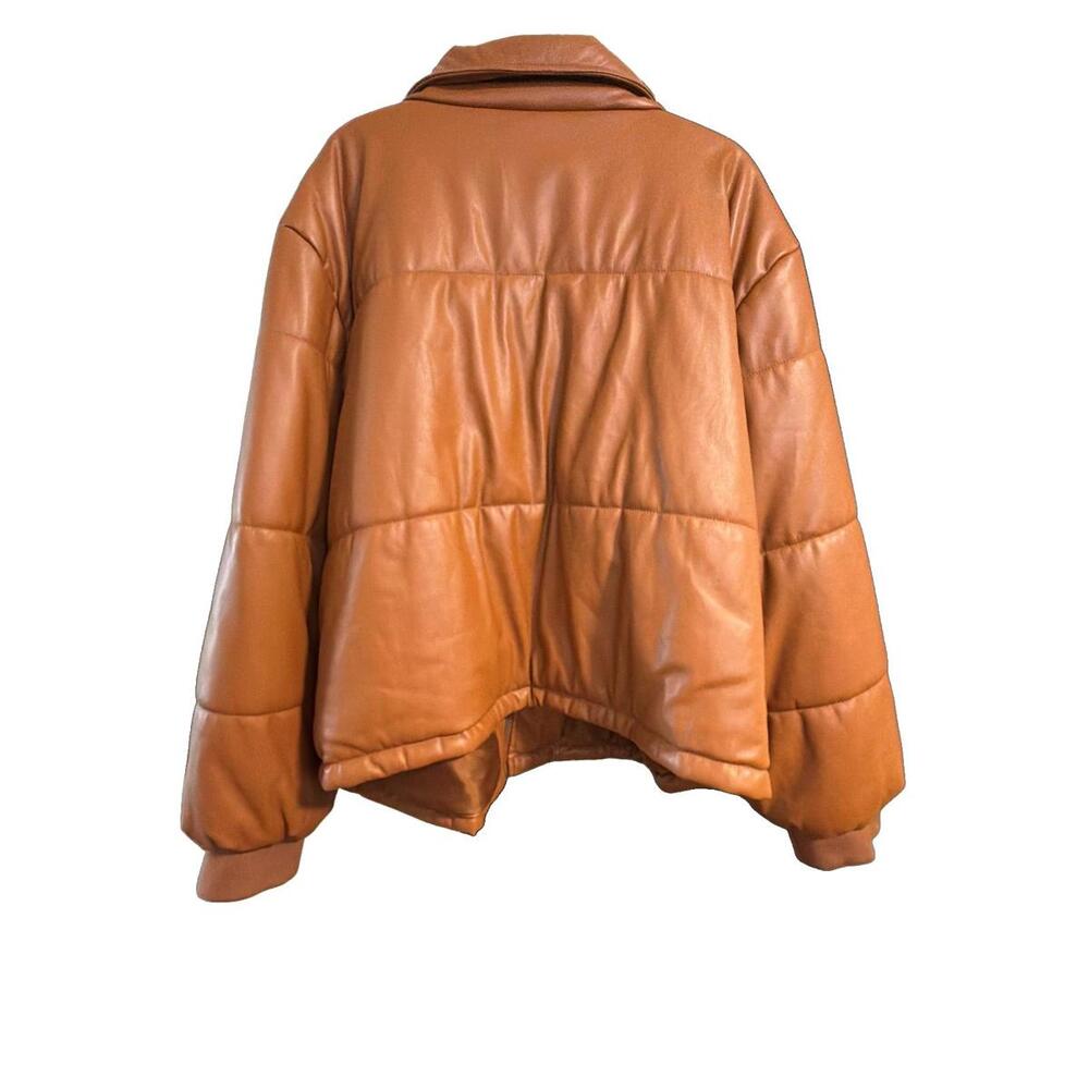Anthropologie High-Neck Faux Leather Puffer Jacket - Picture 3 of 4